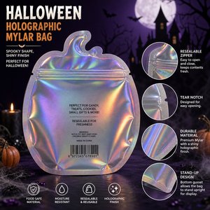Bolsa de Mylar con Forma de Calabaza para Halloween, a Prueba de Olores, Reutilizable, con Cierre, Bajo MOQ - Product Image 4