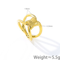 Bague Sculpturale Entrelacée Bicolore Or et Argent Personnalisée pour Femme en Acier Inoxydable 316L, Double Bande Entrelacée, Nœud Croisé, Bijou