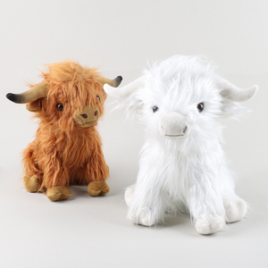 Jouets en peluche de vache écossaise des Highlands réalistes et mignons, peluche douce de <span class=keywords><strong>ferme</strong></span>, jouet en peluche de vache des Highlands pour cadeaux d'anniversaire - Product Image 1