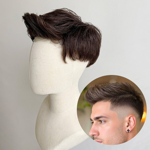 <span class=keywords><strong>Invisibile</strong></span> Premium # Parrucca da Uomo Bicolore, Sistema di Capelli in PU Sottile 0,03mm, Densità 110%, Protesi di Capelli Umani Indiani per Uomo - Product Image 1