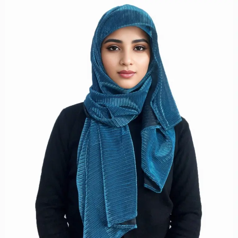 Moslim Fluwelen Geribbelde Jersey Hijab Goud Metallic Sjaal Glitter Hijab Sjaal Goud Shimmer Hijab Sjaal