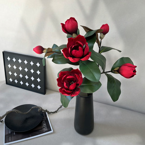 Flores Artificiales de <span class=keywords><strong>Magnolia</strong></span> de Plástico EVA Estilo Chino, Modelo QM-GYL03, para Bodas, Hoteles y Restaurantes - Product Image 1