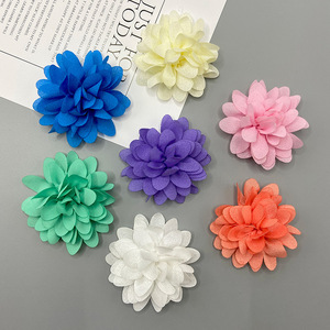Accesorios para el cabello con flores de tela de gasa, patrón de camelia, hechos a mano para diademas, zapatos, bolsos, uso diario, multicolor, 6 uds. - Product Image 1