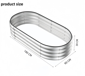 سرير كبير بيضاوي معدني مقاوم للصدأ من الفولاذ المجلفن للحدائق مع مسحوق الطلاء - Product Image 2