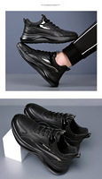 Chaussures Homme Printemps 2026 Nouvelle Collection Baskets en Cuir de Vachette Décontractées de Voyage à Semelle Épaisse Respirantes à Lacets Couleur Unie