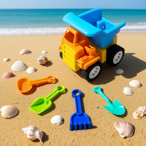 Ensemble de jouets mini-camions à benne basculante pour enfants avec pelle et râteau, jouet de plage en plastique pour s'amuser sur le sable - Product Image 3