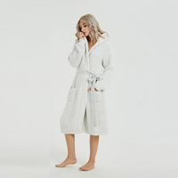 Ylys-bata de baño para mujer, ropa de dormir de alta calidad para el hogar, bata de noche, pijama de talla libre, 100% poliéster con capucha de punto