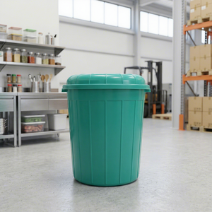 Fût en plastique bleu de 25 L en PP de qualité alimentaire, hermétique, multi-usages, style industriel, facile à nettoyer, avec couvercle sécurisé, recyclable, pour usine - Product Image 1