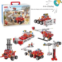 Série de blocs de construction de voitures de pompiers urbains, jouet éducatif à assembler en grandes pièces, cadeau pour bébés garçons, en plastique, plusieurs modèles