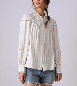 เสื้อผู้หญิงผ้าฝ้ายติดกระดุมหน้าสไตล์วินเทจ - Product Image 2