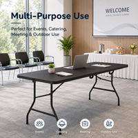 Table pliante moderne en plastique HDPE robuste de 6 pieds, table rectangulaire portable pour banquets, événements hôteliers, traiteur, conférences