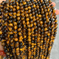 Perles Rondes en Pierres Naturelles Œil de Tigre Agate Quartz 4/6/8/10/12mm en Gros pour la Fabrication de Bijoux DIY Bracelets Colliers