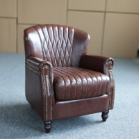 Fauteuil Tigre en Cuir Véritable Ultra-Doux Style Rétro Américain pour Salon, Bar à Cigares, Hôtel, Club, Réception