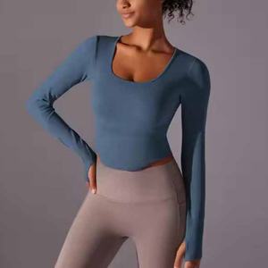 Top de Yoga de Manga Larga para Mujer, Diseño Nuevo, Fabricante, Logotipo Personalizado, Ropa de Gimnasio, Agradable al Tacto - Product Image 3