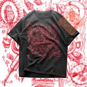 T-shirt unisexe OEM ODM Limited Pierce the Veil, inspiré du groupe PTV Misadventures, en coton lourd - Product Image 4