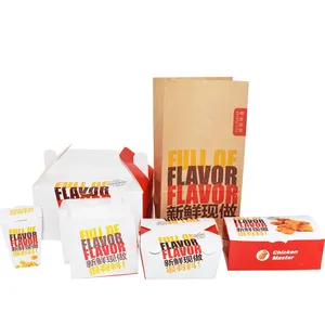 Caja de embalaje de lujo familiar para comida rápida, cartón desechable para llevar pollo fritado