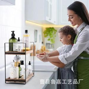 Wooden Bathroom Storage Rack 2 Tier 50X30Cm Freestanding Cosmetics Organizer <b>Desktop</b> Toiletries <b>Shelf</b> - Product Image 1