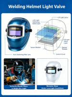 Verre à obturateur LCD intelligent à obscurcissement automatique conforme RoHS, indice 3/11, temps de réponse rapide TN 100 ms, indice optique 1112 pour casque de soudage