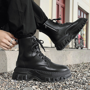 2025 nouvelle fermeture à glissière à <span class=keywords><strong>la</strong></span> cheville pour hommes pour bottes Martin <span class=keywords><strong>dans</strong></span> des bottes de moto toutes saisons de style britannique et forestier à <span class=keywords><strong>la</strong></span> mode grandes tailles - Product Image 4