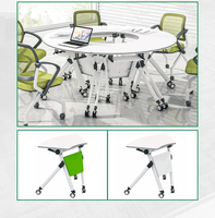 Étudiant de l'école moderne en bois discuter réunion activité de conférence bureau de formation pliant Table de formation pliable roues whth