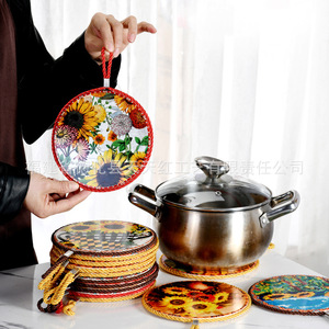 Salvamanteles Redondo de Cerámica Artesanal Tian Tian Hong de Fujian Dehua con Diseño de Girasol, Aislante Térmico, Reutilizable, Decoración para el Hogar - Product Image 2