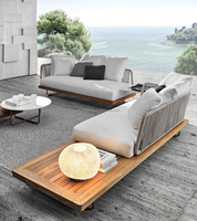 Juego de sofá de muebles de salón de Hotel con base de aluminio moderno de nuevo diseño, sofá Seccional de lujo para exteriores, sofás de jardín de madera de teca