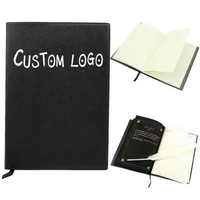 Vente en gros A5 Anime Ensemble de cahiers en cuir à couverture rigide avec stylo plume Design gaufré Logo personnalisé Ensemble cadeau marque-page couverture noire