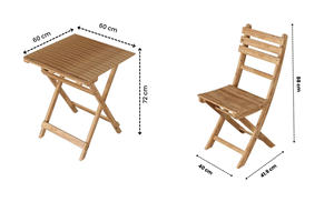 [BeNK] Ensemble bistrot pliable en bois 3 pièces pour la plage, le porche, le jardin, la cour, les meubles de pelouse en bois d'acacia - Product Image 2