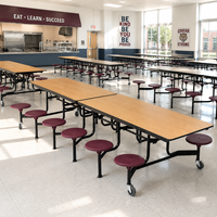 Table de salle à manger scolaire en métal la plus vendue pour une utilisation en salle de sport et à l'hôtel, 12 places, mobilier de restaurant pliable
