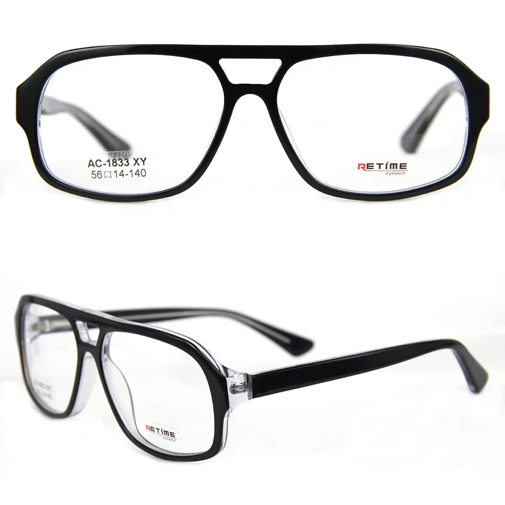 Stock Frames Glasses Fashion Designers Double Bridge Acetate Optical Frame Glasses For Men