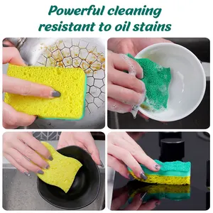 Éponge tampon à récurer Cellulose naturelle pâte de bois matériel vaisselle ménage cuisine nettoyage éponges à récurer