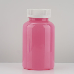 Pembe 300ml kapasiteli yuvarlak PET plastik şişe Vitamin kapsül konteyner ekran baskı hapları sıvı ambalaj vidalı kapak mühür - Product Image 4