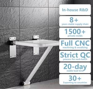 Chaise de douche murale en acier inoxydable Simplywalk 136 kg pour personnes âgées, conforme à l'<span class=keywords><strong>accord</strong></span>-cadre UKCA - Product Image 1