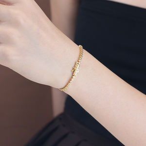 14K 18K altın kaplama bakır kadınlar için klasik elmas çerçeve tenis bilekliği özelleştirmek - Product Image 6