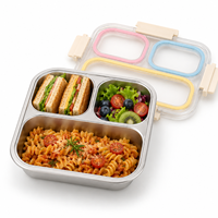 Boîte à lunch en acier inoxydable 304, 850 ml, 3 compartiments, amovible, lavable au lave-vaisselle, pour enfants et adolescents, approvisionnement en gros
