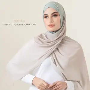 Wholesale Excellent Quality Hijab Ombre Chiffon Hijab Beautiful Style Good Stitches Head Scarf For Muslim Women Shawl