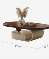 Mesa de Té Móvil Butter Wind para Sala de Estar, Estilo Wabi-Sabi de Lujo Ligero, Tablero de MDF con Aspecto de Roca, Nueva