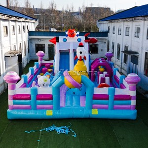 Château gonflable de parc de trampoline de maison de rebond de jungle gonflable de PVC d'enfants d'amusement avec le ventilateur et les kits de réparation - Product Image 4