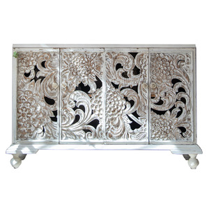 Vintage Carved <b>Storage</b> Cabinet 156cm Solid Wood <b>Sideboard</b> Handmade Living Room Decorative Cabinet - Product Image 5