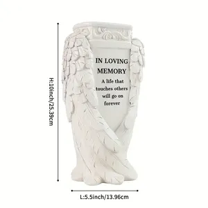 Vase d'ailes d'ange en résine en stock américain-Gravure personnalisable disponible, à placer à côté des pierres tombales pour commémorer les êtres chers - Product Image 6