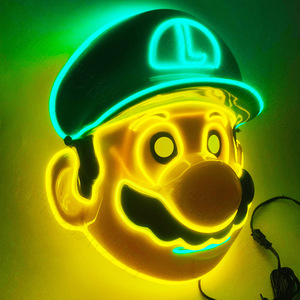 Máscaras Luminosas de <span class=keywords><strong>Mario</strong></span> con Luz Fría LED, Máscaras de Anime de Dibujos Animados para Fiestas de Disfraces - Product Image 6