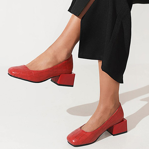 Escarpins à talons carrés bas pour femmes, grande taille 48, à bout carré, imprimé pierre, pour le bureau et les occasions habillées - Product Image 6