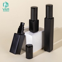 YAN Packaging Flacon de parfum en verre portable, vide, rectangulaire, à fond épais, noir mat, 3ml 5ml 10ml, avec pompe et impression sérigraphiée, au design élégant et attrayant