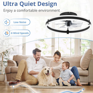 Trần người hâm mộ với đèn và điều khiển từ xa hiện đại Flush núi LED fan <span class=keywords><strong>Light</strong></span> Đèn chùm quạt trần cho phòng ngủ - Product Image 3