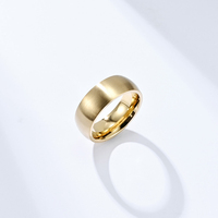 Vente en Gros Simple Design Classique 8mm Dôme Brossé Doré Uni Alliance Acier Inoxydable Pas Cher Bagues pour Hommes Femmes