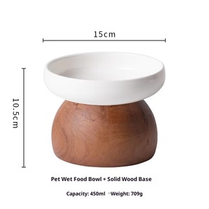 Moderno Tazón para Mascotas 2 en 1 de Cerámica, Porcelana y Plástico No Tóxico para Perros y Gatos con Esmalte Craquelado y Base Elevada para Protección - Product Image 6