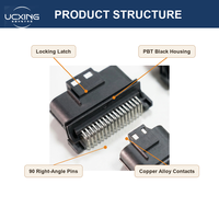 Conector de ECU Automotriz Serie MX23, Paso de 2.5mm, 12/18/26/34 Pines, Conector Macho en Ángulo Recto, Contactos de Aleación de Cobre, 14V DC 3A