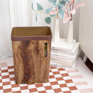 <b>Square</b> Plastic Trash Can Coffee Brown Open Lidless Indoor Waste <b>Bin</b> for Home Living Room Kitchen Bathroom Office - Product Image 1