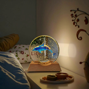 Luce Notturna 3D in Cristallo, Decorazione <span class=keywords><strong>da</strong></span> Comodino LED Luminosa, Stampa Colorata Cielo Stellato, Luce Atmosferica, Regalo Decorativo Natalizio - Product Image 4