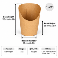 Gobelet à frites en papier kraft de qualité supérieure, jetable et recyclable, gobelet en papier brun pour frites